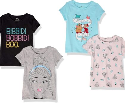 Amazon Essentials Disney | Marvel | Star Wars | Frozen | Princess Girls and Toddlers’ Short-Sleeve T-Shirts, Multipacks