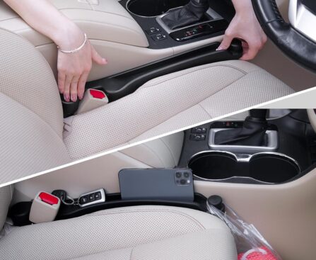 Car Seat Gap Filler Set of 2, Soft Foam Multifunctional Seat Side Gap Filler with Organizer & Hook Function, 3in1 Gap Stopper Universal Fit Car SUV Truck Fill The Gap Between Seat & Console