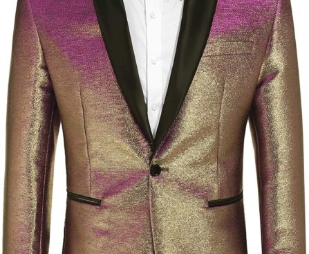 COOFANDY Men’s Tuxedo Jacket Slim Fit Shawl Lapel Blazer One Button Suit Jackets for Party Prom Wedding Dinner