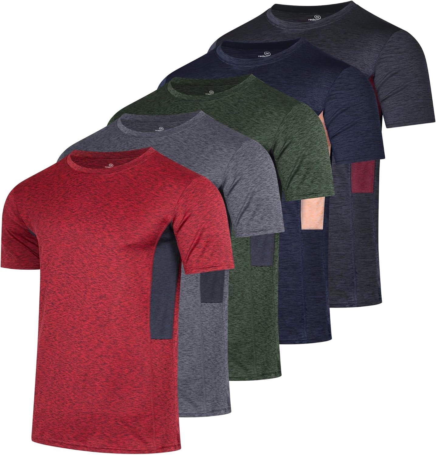 Real Essentials 5 Pack: Youth Dry-Fit Wicking Active Athletic Performance Short Sleeve T-Shirt Boys & Girls Shirts