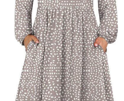 ANRABESS Women Long Sleeve Midi Dress Crewneck 2025 Fall Fashion Casual Flowy A-Line Long Dresses Vacation Outfit with Pocket