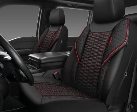 CAR PASS 3D Foam Mesh Leather Car Seat Covers Front Seats, Air Cool Mesh Front Seat Covers for Car, Universal Fit for SUV Truck Sedan Automotive, Armrest Airbag Compatible,Black and Red