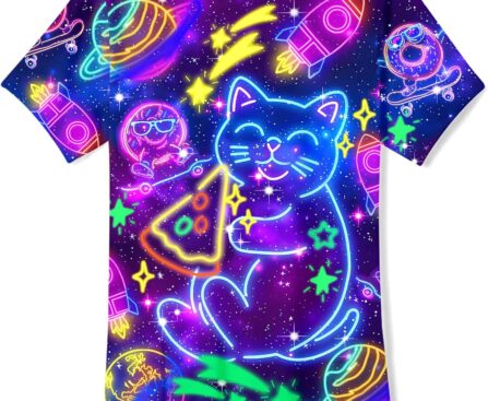 Kids Funny Graphic Polyester Colorful T Shirt for Boys Girls Size 4-14