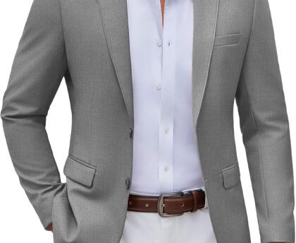 COOFANDY Men’s Casual Blazer Lightweight Sport Coats Two Buttons Slim Fit Suit Jacket for Business Wedding Dress