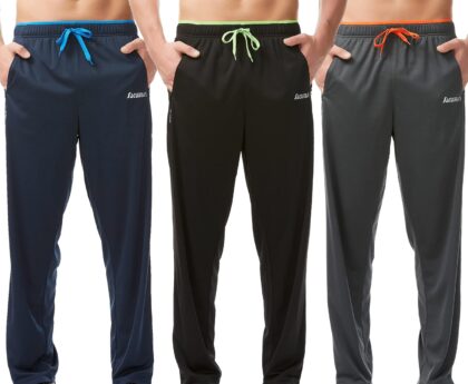 SACUIMAN Mens Sweatpants with Zipper Pockets Open Bottom Athletic Pants for Workout,Running,Training,Jogging,Gym