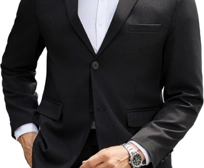 Men’s Blazer Regular Fit Casual Sport Coat, Two Button Lightweight Suit Jacket, Ideal for Business, Daily & Wedding