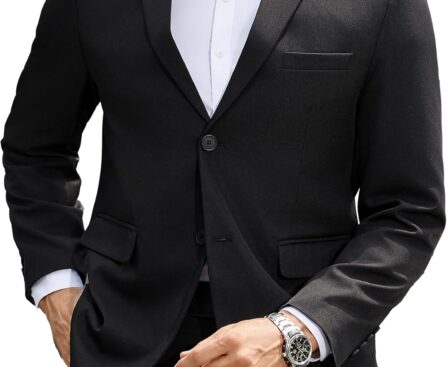 Men’s Blazer Regular Fit Casual Sport Coat, Two Button Lightweight Suit Jacket, Ideal for Business, Daily & Wedding