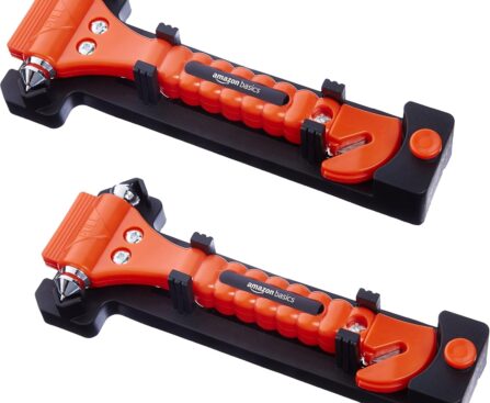 Amazon Basics Emergency Seat Belt Cutter and Window Hammer Tool, Car Accessories, 2 Pack, SW-835
