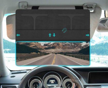 NAZZO Car Visor Extender Sun Blocker, Polarized Sunvisor Extension with Removable Magnetic PC Lens, Anti Glare Car Visor Extended for Safe Driving, Universal for SUV, Family Automotive, Black