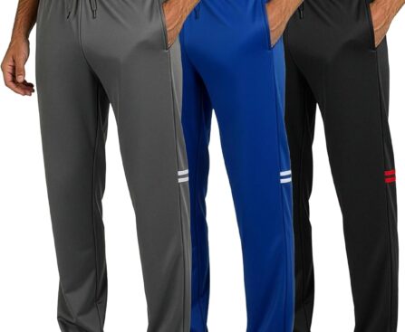 Real Essentials 3 Pack: Men’s Sweatpants – Athletic Track Pants with Pockets | Workout, Running & Lounge (Big and Tall)