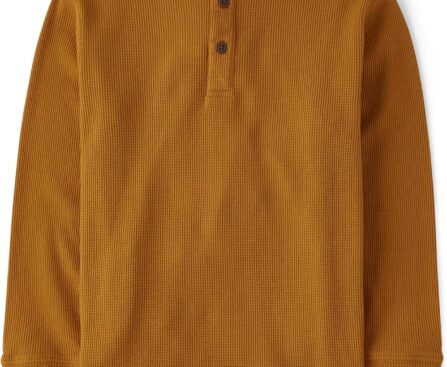 The Children’s Place boys Long Sleeve Thermal Henley Shirt