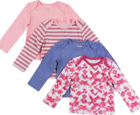 Hanes Baby Long Sleeve T-shirt, Ultimate Flexy Knit Tee for Boys & Girls, 4-Pack