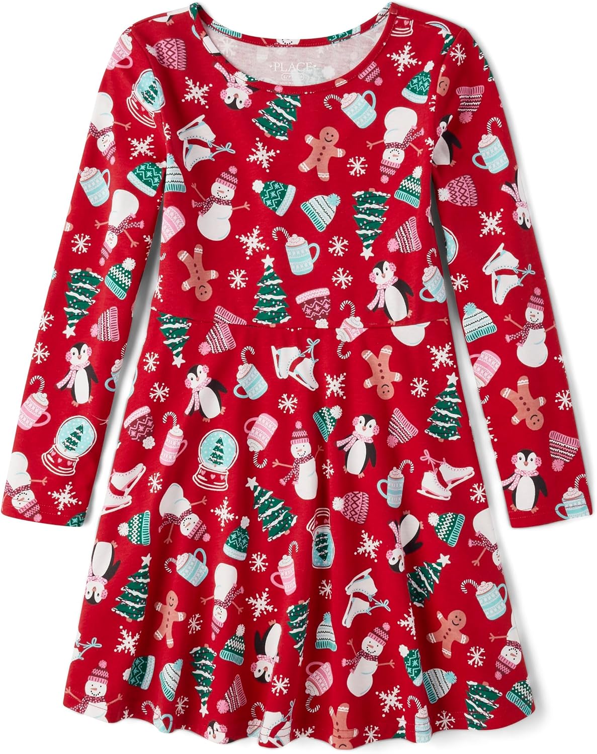 The Children’s Place Girls Printed Skater Dress, Long Sleeve