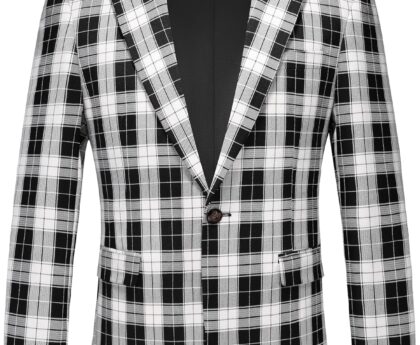 MOGU Men’s Plaid Casual Suit Blazer Jackets – Slim Fit Checkered Sports Coat