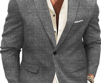 Men’s Sport Coat Casual Blazer One Button Lightweight Business Suit Jacket