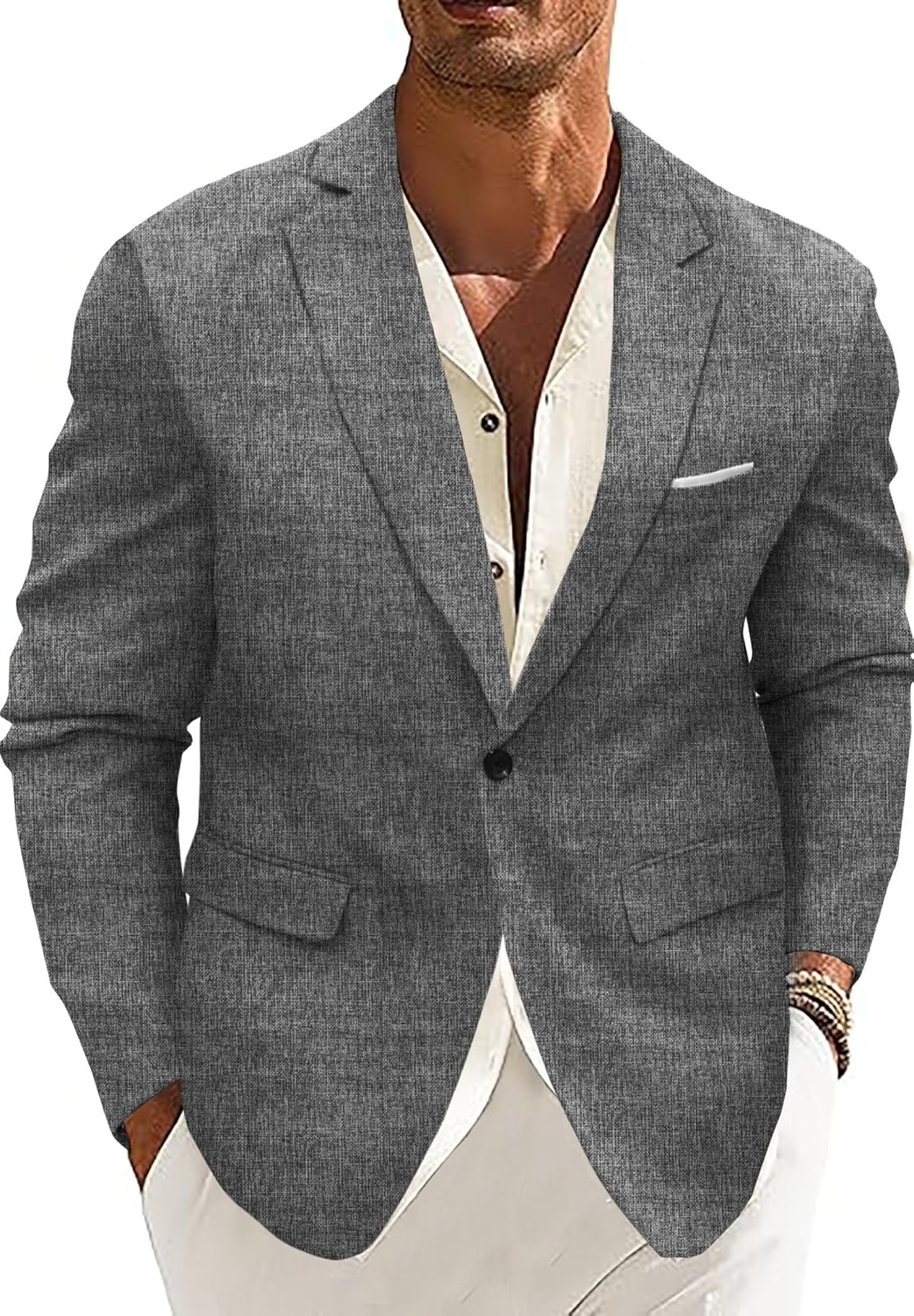 Men’s Sport Coat Casual Blazer One Button Lightweight Business Suit Jacket