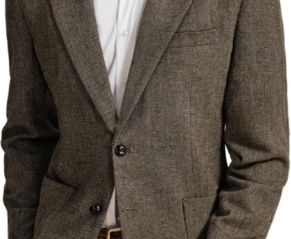 PJ PAUL JONES Mens Herringbone Tweed Sport Coat Vintage Wool Blend Two Button Blazer Jacket with Pockets