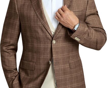 Men’s Casual Blazer Slim Fit Suit Jacket for Men Plaid Blazer 2 Buttons Sports Coats for Mens Lightweight Blazers