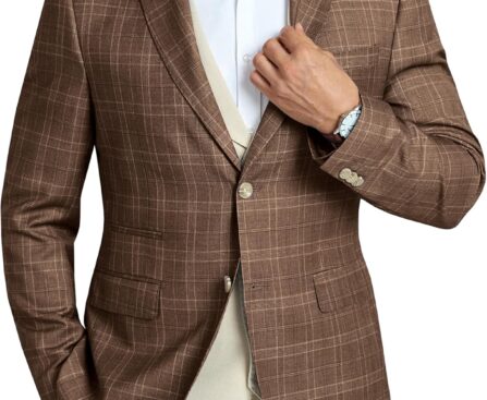 Men’s Casual Blazer Slim Fit Suit Jacket for Men Plaid Blazer 2 Buttons Sports Coats for Mens Lightweight Blazers