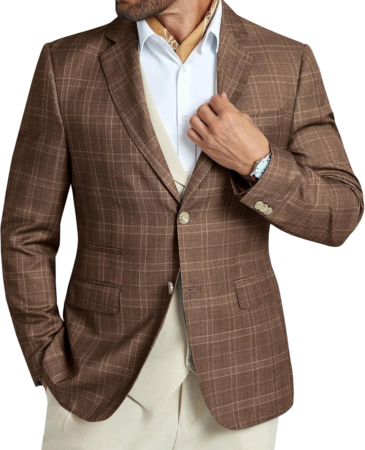 Men’s Casual Blazer Slim Fit Suit Jacket for Men Plaid Blazer 2 Buttons Sports Coats for Mens Lightweight Blazers