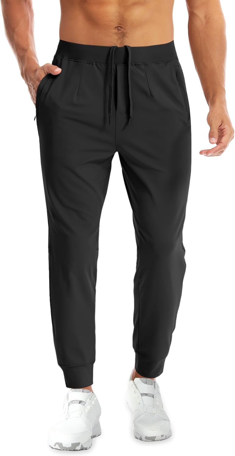 Aolesy Men’s Joggers Sweatpants with Zipper Pockets Stretch Athletic Gym Pants for Workout, Running, Golf (Fleece & Regular)