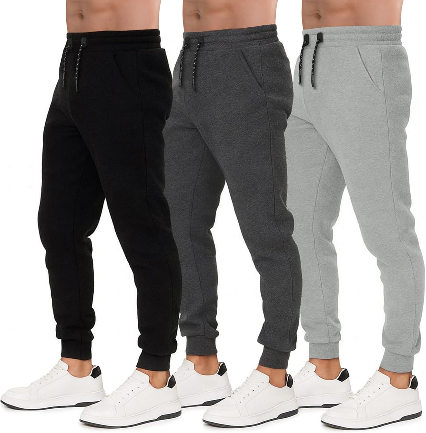 Men’s Sweatpants 3 Pack Joggers for Men – Athletic Sweatpants for Men with Pockets Workout Pants
