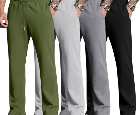 Neer 4 Pack Men’s Sweatpants Joggers with Pockets Open Bottom Gym Athletic Pants Baggy Workout Casual Running Clothing
