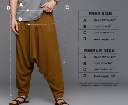 The Veshti Company Men’s Boho Harem Pants – Printed Yoga Baggy Pants with Elastic Waist & Drawstring,