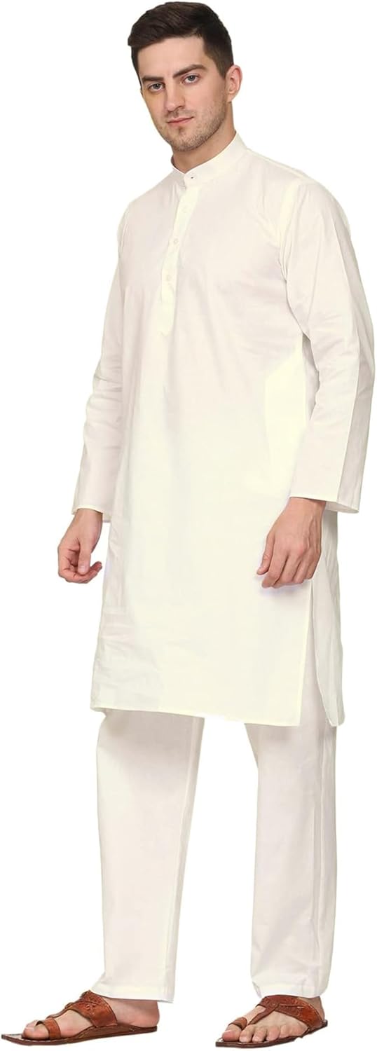 Men’s Kurta Pajama Set – Cotton Blend, Ethnic Wear for Festivals, Weddings, and Celebrations – Cream Color