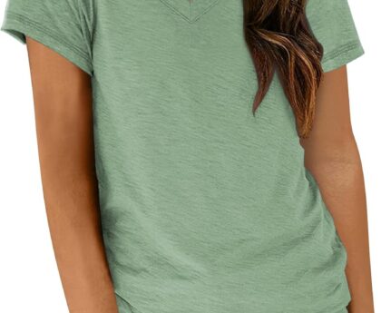 AUTOMET T-Shirts Short Sleeve V Neck Tees Tops for Women Fashion Trendy Lightweight Soft Casual Summer Outfits Clothes 2025