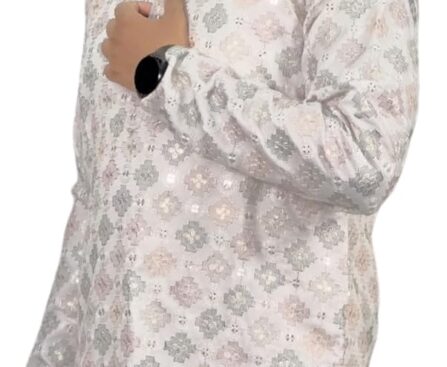 KNETLI Men’s Cotton Embroidery Kurta Indian Festival Traditional Wear