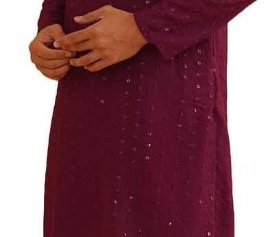 Sojanya (Since 1958 Men’S Pure Cotton Mustard Embroidered Sequined Kurta And White Pyjama Set