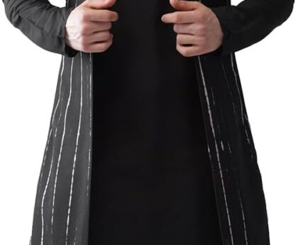 KISAH Men’s Kurta, Front Open Jacket & Pajama Set-Indian Ethnic Kurta Waistcoat Pyjama Set for Weddings & Festive Occasions