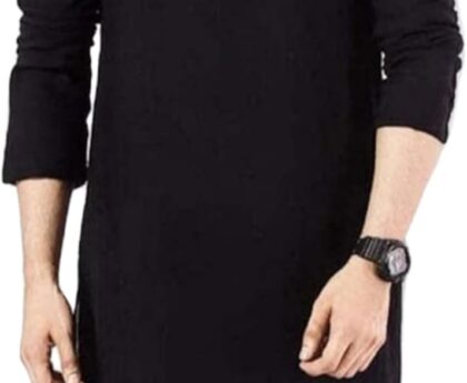 Indian Kurta For Men’s Black Color Ethnic Wedding Party Wear 100% Cotton Traditional Wear Kurta By VINAYAK HANDICRAFTS.