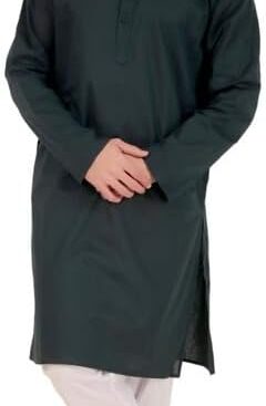 Men’s Pure Cotton Solid Indian Kurta Pajama Set Mandarin Collar Daily Wear Casual Yoga Dress