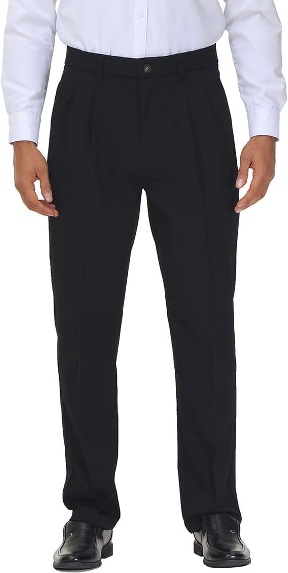Soojun Men’s Flex Pleated Front Classic Fit Dress Pants