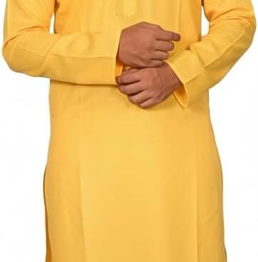 Men’s Neck Embroidery Cotton Solid Indian Kurta Pajama Set Mandarin Collar Casual Fashion Gift for Men