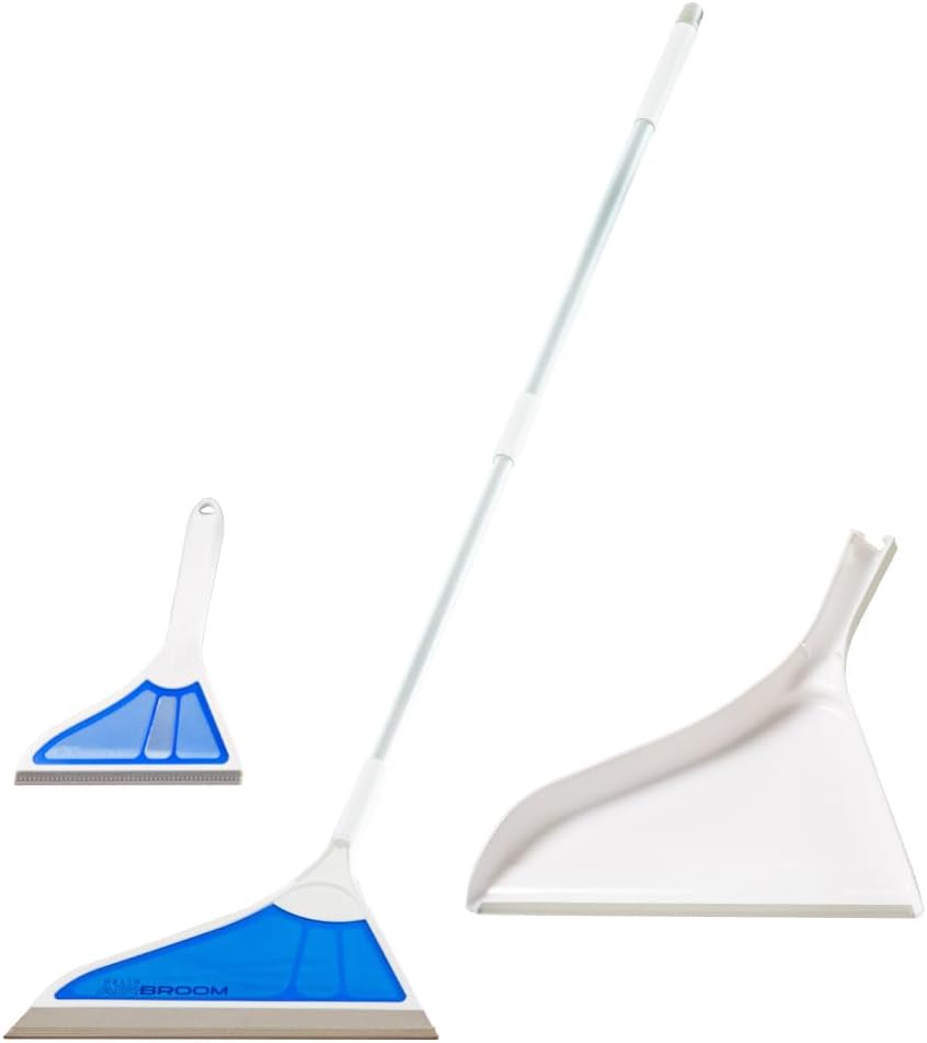 Helio AirBroom 3 Piece Kit All Surface Sweeper and Squeegee for Wet and Dry Cleaning Dust, Dirt, Liquids, Pet Hair, Tile, Hardwood Floors, Carpet, Furniture, Windows, Shower Doors As Seen on TV