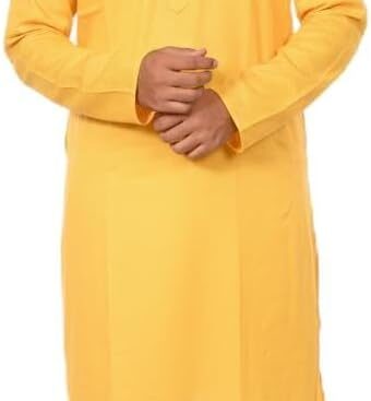 Men’s Cotton Solid Indian Kurta Pajama Set with Neck Embroidery Mandarin Collar Casual Fashion Gift for Men