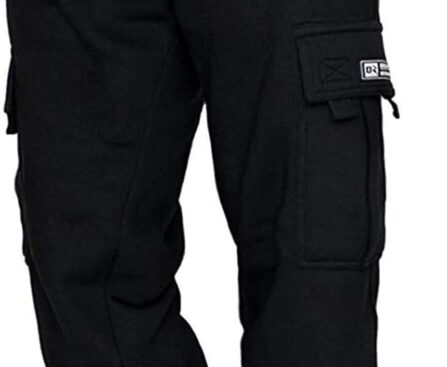 Men’s Cargo Sweatpants Fleece Loose Casual Jogging Hiking Pants Open Bottom Sweatpants for Men Athletic Workout with Pockets