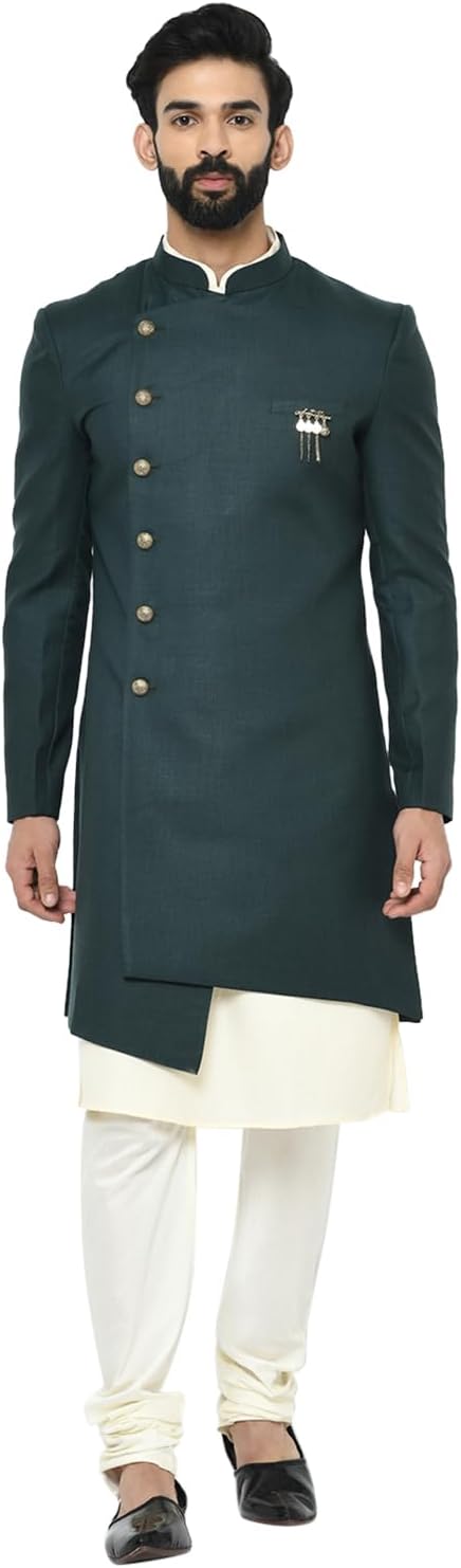 KISAH Men’s Kurta Sherwani Set – Traditional Indian Ethnic Wear for Men – Ideal for Weddings, Festivals & Celebrations