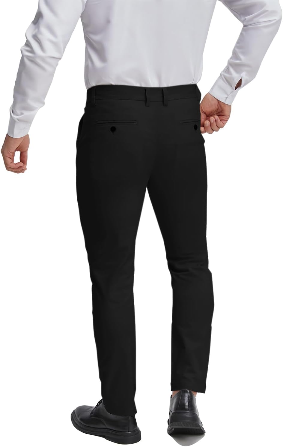 ALLELMS Mens Chinos Classic Fit Dress Pants Expandable Waist Flat-Front Formal Pants