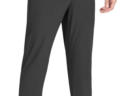 baleaf Men’s Running Pants Elastic Waist Lightweight Jogging Stretch Golf Workout Pants with Zipper Pockets