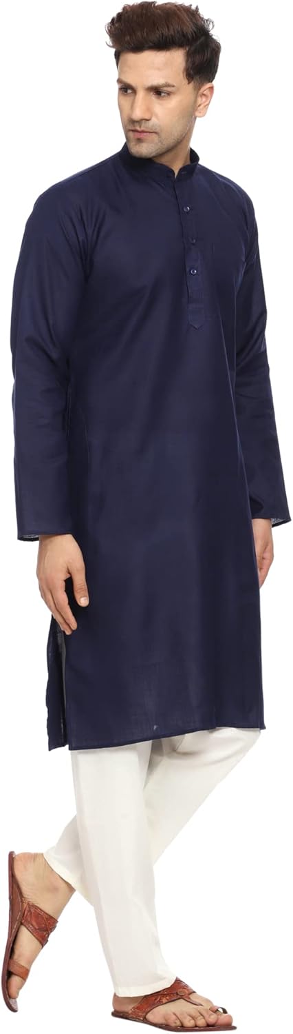 Men Cotton Blend Kurta Pyjama Set Party Fashion Regular Ethinic Wear Indian Dress Gift for Men