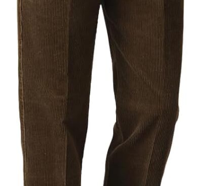 Men’s Classic Fit Corduroy Dress Pants, High Waist Pleated