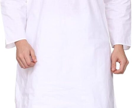 Men Cotton Kurta Pyjama Set Casual Regular Ethinic Wear Indian Dress White