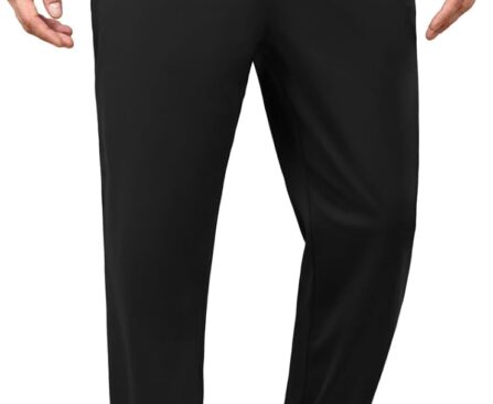 Auxo Men’s Fleece Lined Joggers with Zipper Pockets Water Resistant Winter Stretch Tapered Pants Athletic Workout Sweatpants