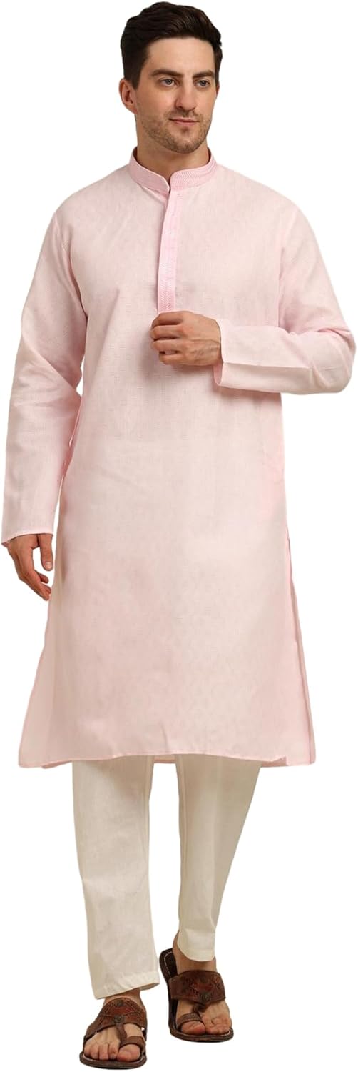 Men’s Ethenic Kurta Pajama Set with – Festive & Wedding Wear – Tunic Art Silk – Traditional Indian Outfit