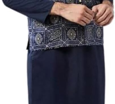 KISAH Men’s Kurta, Printed Nehru Jacket & Pajama Set – Indian Ethnic Kurta Pyjama Set for Weddings & Festive Occasions