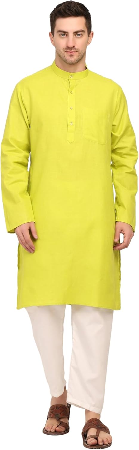 TOSQP27 Mens Cotton Kurta Pajama Set Gift Boys Ethnic Wedding Party Grooms Pyjama Outfit Men Traditional Festive Long Sleeve